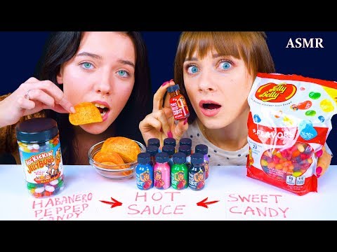ASMR HOT SPICY FIRE SAUCE, HABANERO PEPPER CANDY & SWEET CANDY  | Eating Sound Lilibu