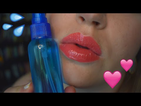 ASMR || Spray Bottle Sounds + Brushing Your Face