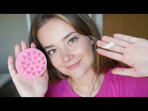 ASMR HAIR WASH For Anxiety & Sleep! Brushing, Water + Soap Sounds