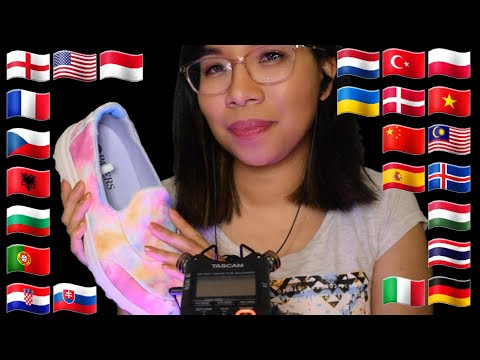 ASMR SNEAKERS IN DIFFERENT LANGUAGES & SHOE TAPPING/SCRATCHING (Soft Speaking) 👟👞 [Ear to Ear]