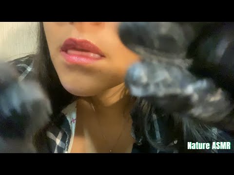 ASMR Inaudible Whispers and Face Exam, Massage, and Pampering, Intense Glove Sounds
