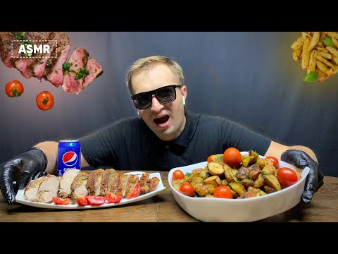 ASMR MUKBANG | BAKED MEAT WITH POTATOES | COOKING & EATING SOUNDS | Andrew ASMR
