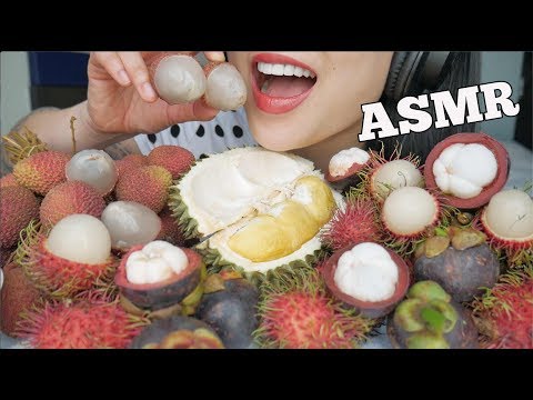 ASMR EXOTIC FRUITS ผลไม้ไทย *Durian + Mangosteen +Rambutan + Lychee  (EATING SOUNDS) | SAS-ASMR