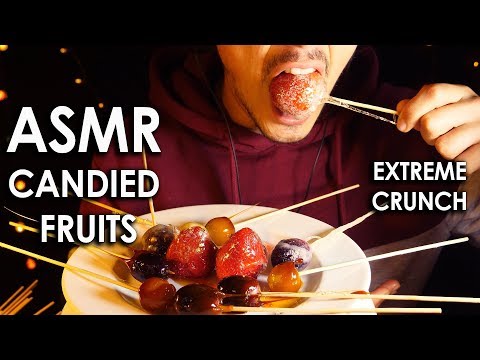 ASMR EATING CANDY FRUITS EXTREME CRUNCH CARAMEL 4k (Not Talking)