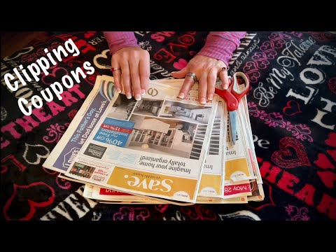 ASMR Clipping coupons (NO TALKING only) Newspaper page turning/cutting paper with scissors