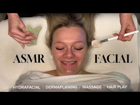ASMR Extractions Facial | Hairplay, Dermaplaning, Hydrafacial, Massage