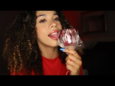 ASMR l Eating a Candy Apple & Mouth sounds
