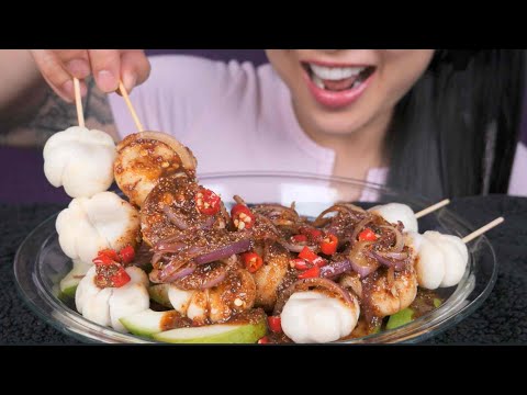 YOUNG MANGOSTEEN IN SPICY MANGO DIPPING SAUCE (EATING SOUNDS) NO TALKING | SAS-ASMR