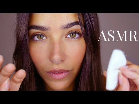 ASMR Massaging Your Face (Lotion sounds, Face tapping, Face brushing, Cottons)