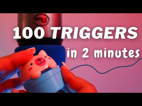 ASMR | 100 Triggers in 2 Minutes (Mic Brushing, Lid Sounds, Crinkles, Hand Movements, etc)