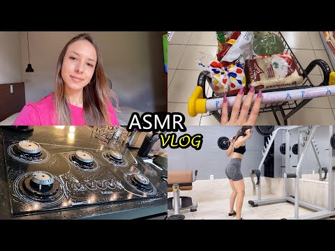 ASMR vlog - 24h COMIGO (treino, mercado, alimentação, limpeza..)