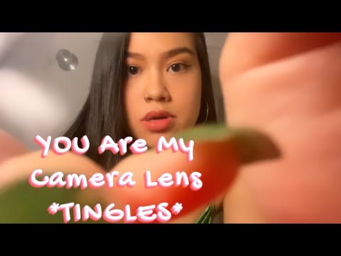 ASMR: YOU Are My Camera Lens! | Spraying + Brushing You | INTENSE Plastic Crinkling | Gum Chewing |