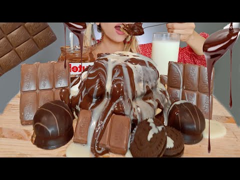 Lava Chocolate Nutella Pancakes, Chocolate Bars Eating ASMR