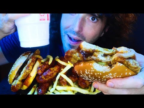 ASMR McDonalds *NEW* BBQ CHICKEN FEAST MUKBANG ! Eating Sounds NO TALKING | Nomnomsammieboy