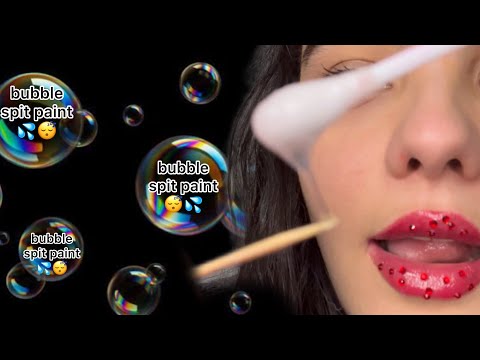 asmr💥spit painting you bubble 🫧whispering 🦻🏼😴🗣️mouth sound ,in dark👁️🌑
