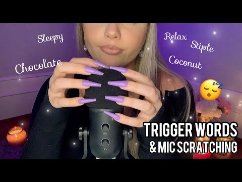 ASMR Trigger Words + Mic Scratching (Long Nails) ⭐️