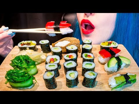 ASMR: Fresh Sushi Plate | Nigiri Gunkan Maki Inari Sushi 🍣 ~ Relaxing Eating [No Talking|V] 😻