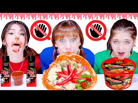 ASMR No Hands Eating Only Spicy Food | Mukbang Challenge LiLiBu