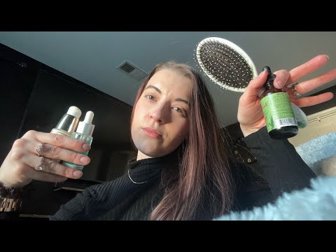 ASMR Skincare and Hair Treatment During a Thunderstorm (realistic sounds)