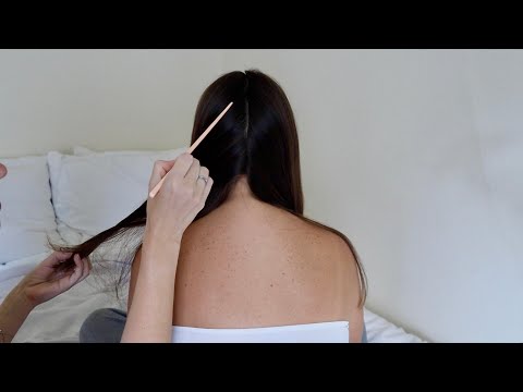 ASMR | Hair parting & hair play with Emily (whisper, slow movements)