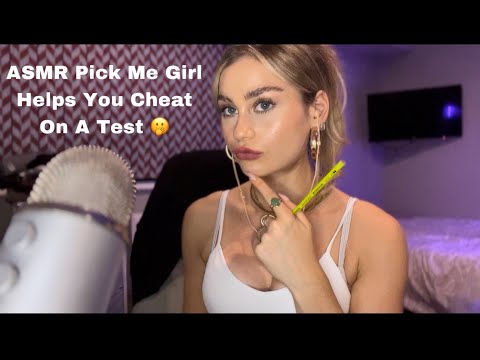 ASMR | Pick Me Girl Helps You Cheat On A Test 🤫 (Inaudible Whispering)