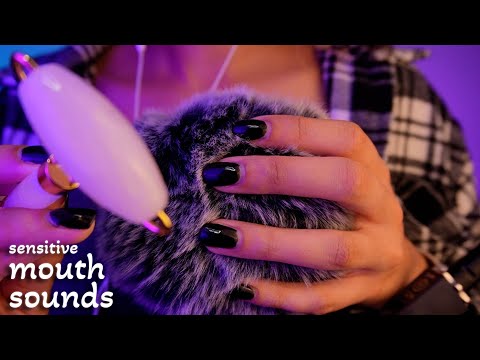 *CLOSE MOUTH SOUNDS* & Close Up Visual Triggers (& fluffy mic scratches) ~ ASMR