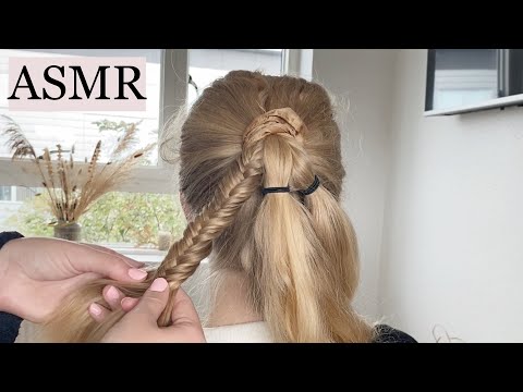 ASMR | Hair play during a storm ⛈ hair brushing, hair styling, braiding, scratching, no talking