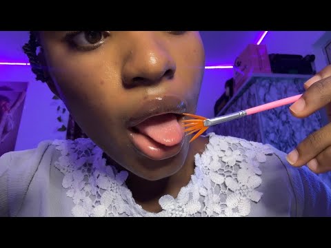 ASMR Spit Painting You with a Brush 💦 Mouth Sounds ✨ (whispering, inaudible whispering)