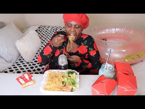CHOWMEIN NOODLES FRIED RICE SUPER GREENS ASMR EATING SOUNDS