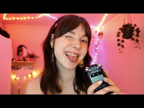ASMR 💖👅 Tongue Piercing Sounds & Teeth Tapping (w/ whispering)