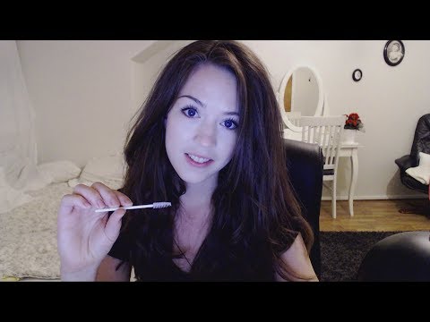 ASMR Q-tip ear cleaning, brow brush and whispering