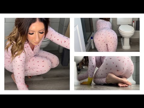 ASMR Cleaning - Hand Scrubbing The Bathroom Floor - Clean With Me