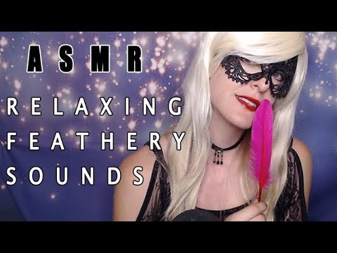 ASMR - Relaxing Feathery touch & sounds (mic brushing, face touching, whispers )