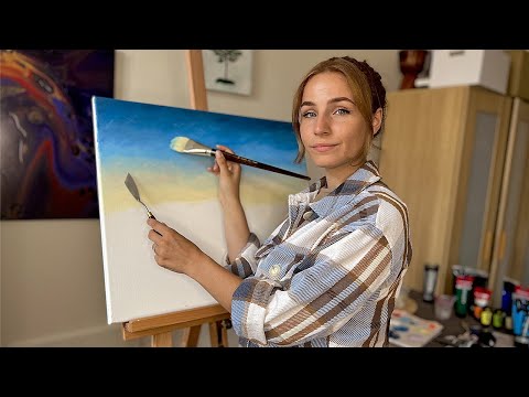 ASMR the GREATEST dedication to recreate Bob Ross video one day | Learning to paint sky