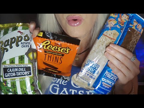 ASMR Tasting New Snacks & Drinks From Dollar Tree | Eat With Me | Whispered Food Review