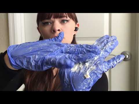 ASMR blue Latex Gloves Lotion Hand Movements Personal attention satisfying sounds tingles relaxation