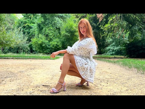 Tan Sheer Pantyhose and Cotton Dress Try On Haul. ASMR.Walking Outdoors. Nylons and Open Toe Sandals
