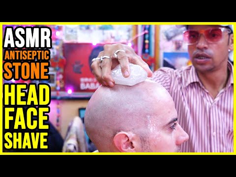 HEAD and FACE SHAVE by BENNY - ANTISEPTIC STONE 💛 COSMIC SALON 💛 ASMR BARBER
