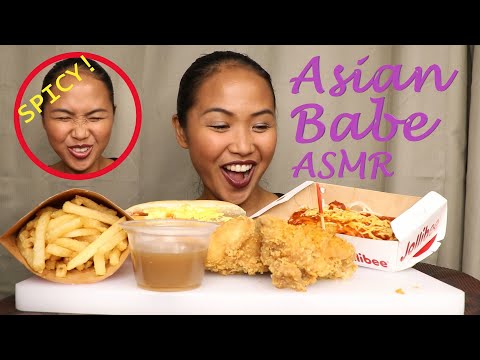 My mouth was on fire!! JOLLIBEE FEAST!!! (Filipino Fast Food ASMR )