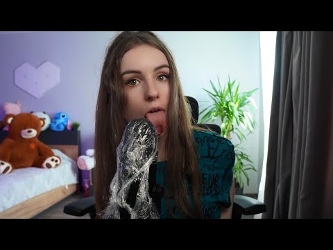 Deep Relaxation with ASMR Blue Yet Ear Licking & Intense Wet Plastic Wrap Mouth Sounds