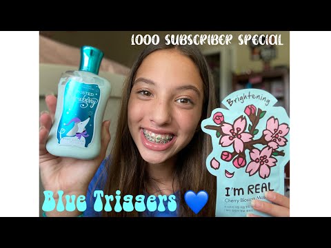 ASMR ~ 1000 Subscriber Special🥳 (blue triggers, long rambles, tapping, scratching, mouth sounds)