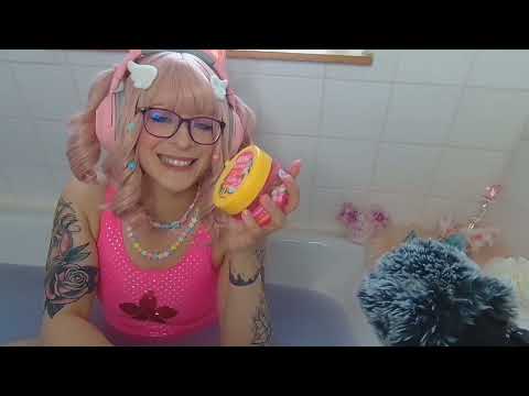 Little sister Asmr Taking a bath 🛁 watersounds playing around