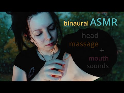 Binaural ASMR Head massage and mouth sounds, tongue clicking, hand movements, relax, go to sleep 💤💕