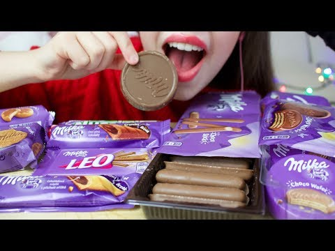 ASMR MILKA CHOCOLATE CANDY Eating (CRUNCHY Eating Sounds) *No Talking