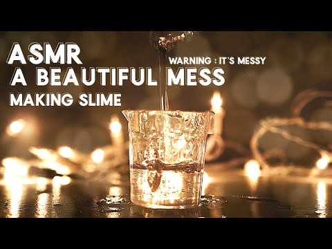 ASMR MAKING SLIME - PRETTY but v messy watch out uh oh