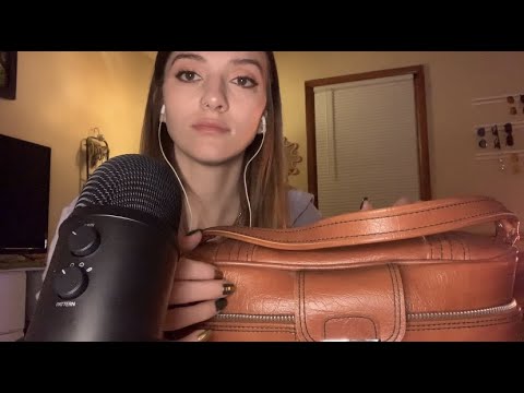 ASMR ~leather and wood tapping and scratching