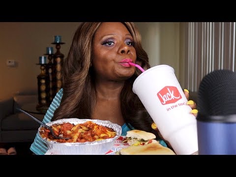 Trying ASMR Dominos Pasta Jack In The Box Fruit Punch