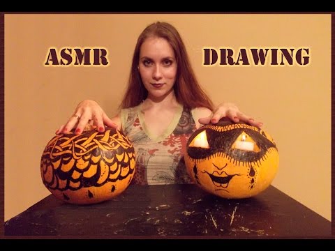 АСМР/ASMR .Drawing on the pumpkin for Halloween.Тыква для Хэллоуина.Рисование. Обри Бердслей.