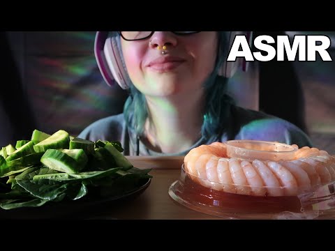 ASMR King Prawn Ring [With Sweet Chilli Dip] + Salad | Eating Sounds- No Talking