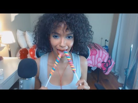 ASMR | Licking 2 Rainbow Lollipops